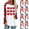 Women's Fashionable All-match Long Sleeve Mid-Length Valentine's Day Love Heart Print Top