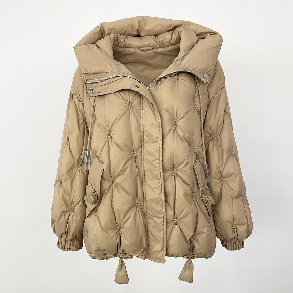 OFTBUY Осень-зима Корейский стиль Свободный теплый пуховик с капюшоном Женская куртка Утолщенная 90% Белая утиная пуховая куртка Пальто