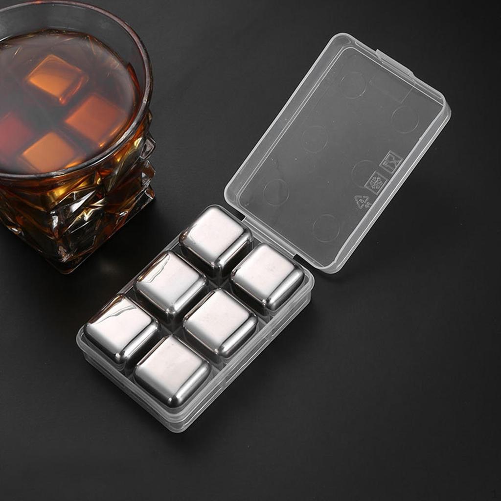Набор кубиков для охлаждения напитков из нержавеющей стали премиум-класса с подносом — идеально подходит для виски, коктейлей и