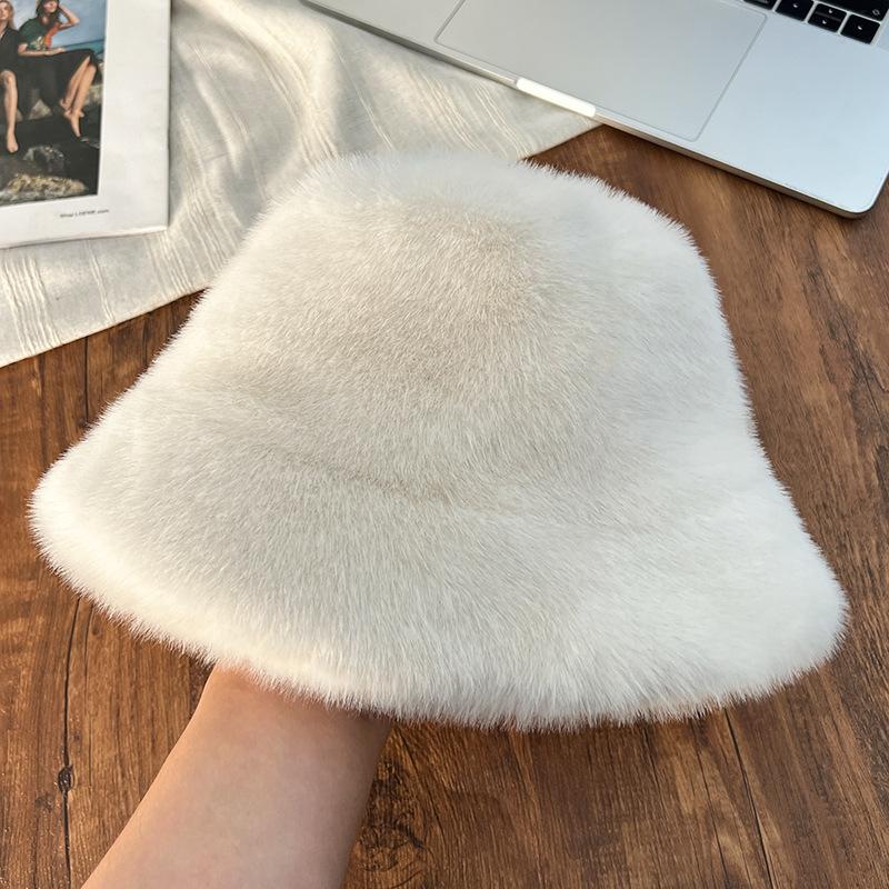 Mao Mao hat women's new autumn and winter plush bucket hat big head circumference versatile bucket hat basin hat