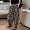 Брюки летние женские большие размеры свободные пижамные брюки леопардовые универсальные повседневные брюки с высокой талией
