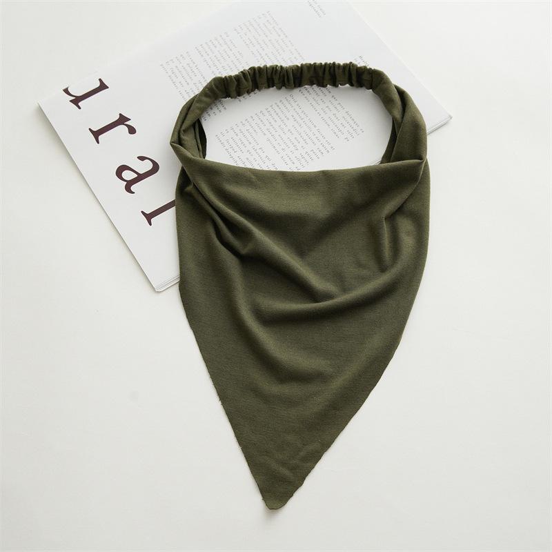 Woman Long Solid Summer Head Scarf Cotton Triangle Bandanas Lady Fashion Elastic Hairband Girls Large Bohemian Hair Accessories
