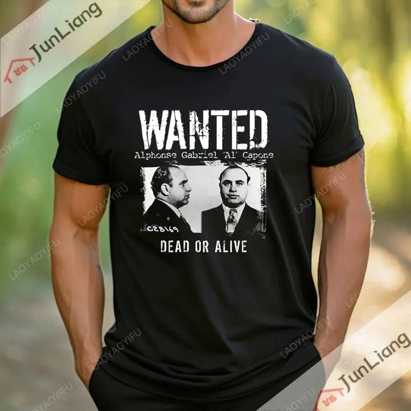 Al Capone mens Tshirt shortsleeved roundneck Tshirt gangster Mafia summer fashionable comfortable and loose clothes