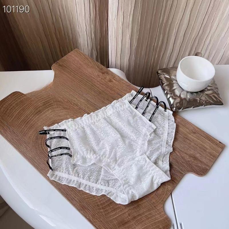 Side Slit with Letters Knickers Mature Sexy Lace Underwear for Women Mid Waist Without Lingerie Hip Compression Panties