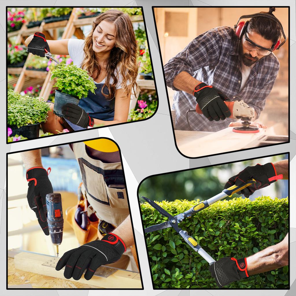 Рабочие перчатки MOREOK для мужчин и женщин — [усиленная защита ладоней] Универсальные перчатки для сенсорного экрана Перчатки для двора