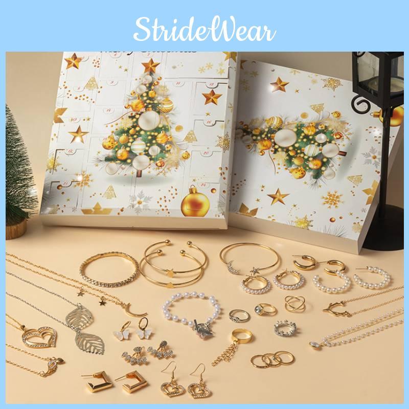 Рождественский Адвент-календарь с бижутерией из искусственных материалов с гальваническим покрытием из цинкового сплава для женщин и девочек, подарок