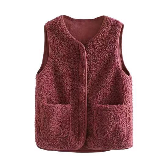 Женский жилет осень-весна с круглым вырезом, толстый флис, карманы, однотонный, без рукавов, застежка-молния, ретро, теплый, для офиса, улицы, дома, отпуска, многослойный жилет