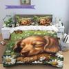Dachshund and Grassland Pattern Bedding Home Decoration Birthday Gift (1 * duvet cover + 2 * pillowcase, without core)