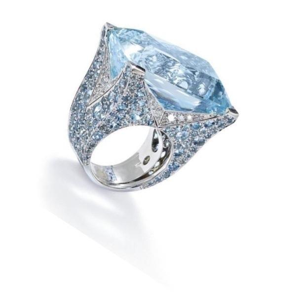 Кольцо Sanjie Wish Exaggerated Blue Square Ring - Ювелирные изделия в европейском и американском стиле