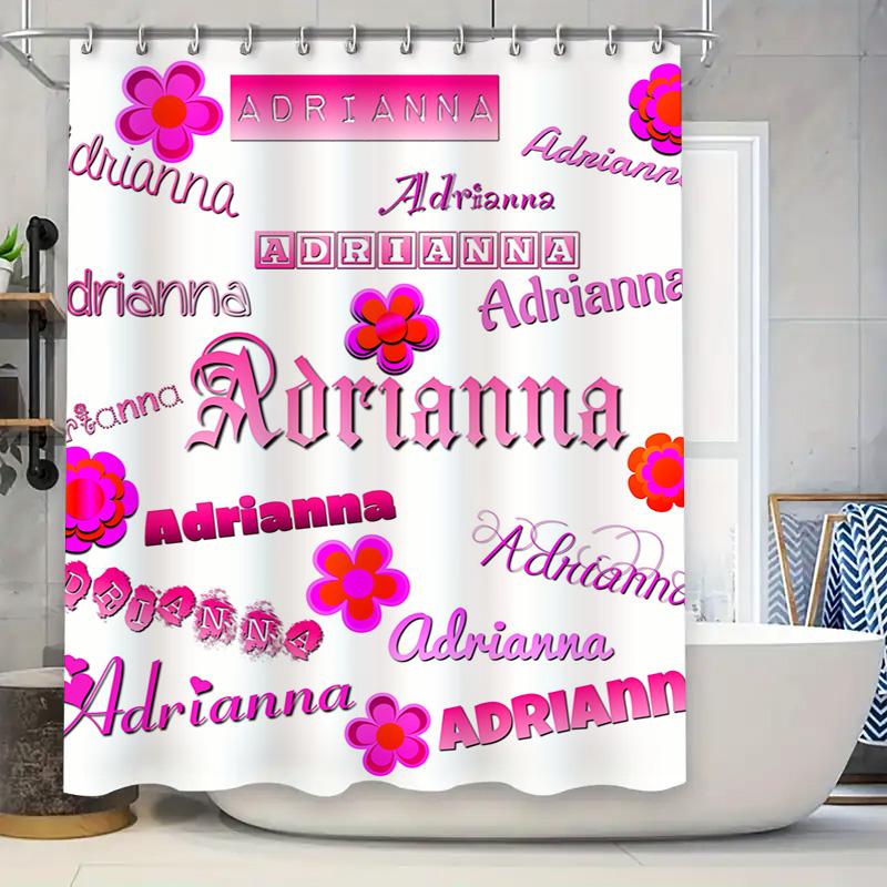 Шторка для душа Adrianna Персонализированная Настраиваемое Имя Декор Розовый Цветочный Сад Аксессуары для Ванной Комнаты для Домашнего Декора 180