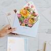 3D Fly-Out Greeting Card Multiple Colorful Flower Decor Greeting Card with Envelope Watercolor Painting Christmas New Year Gift