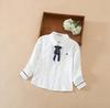 Girls White Blouses Ruffle Long Sleeve Shirt Spring Autumn Cotton Button Down Shirts Lovely Bow Causal Clothes