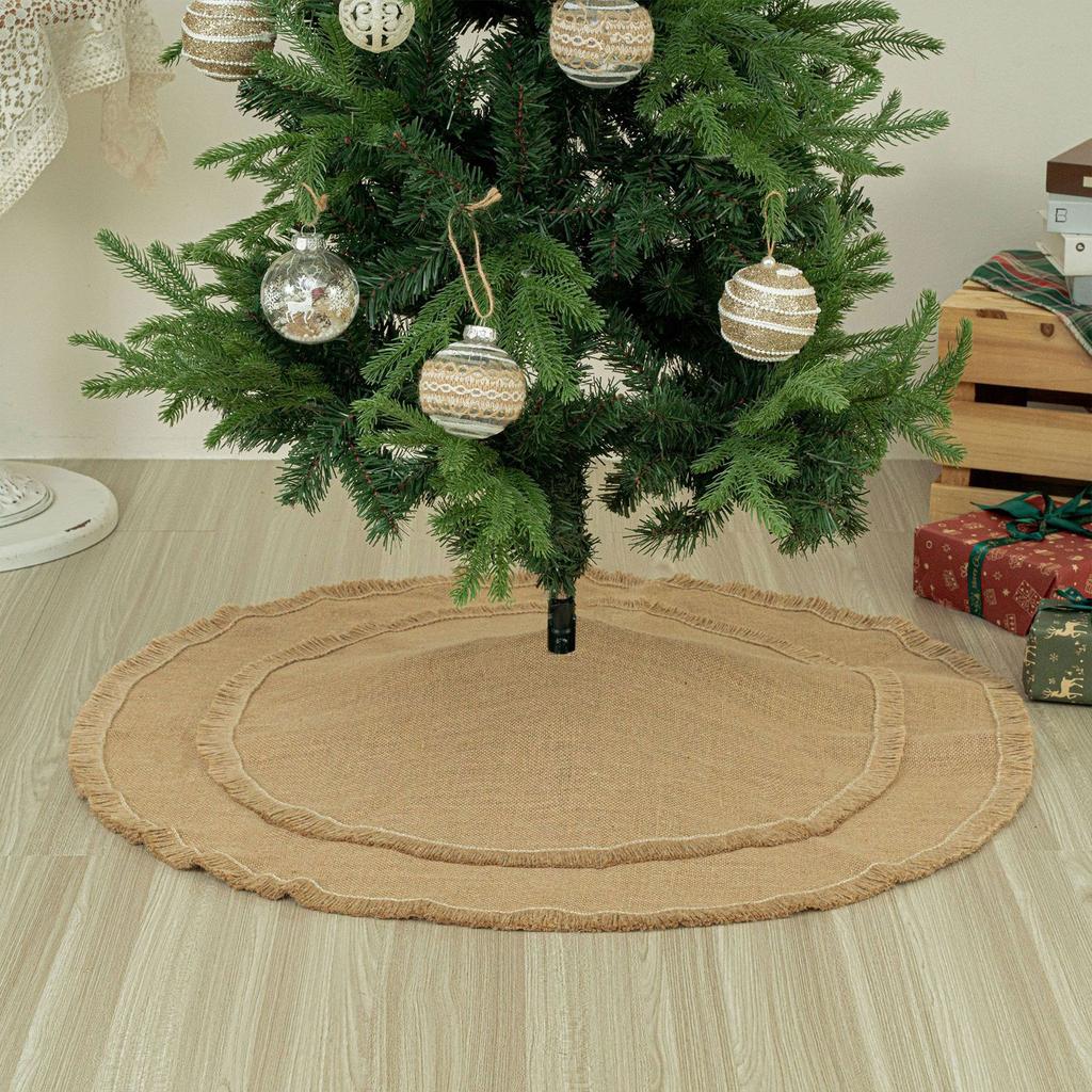 Натуральная мешковина юбка для рождественской елки Экологичная прочная декорация для елок 24 36 48 дюймов с регулируемыми завязками