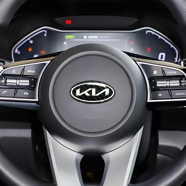 QZGF3 1pcs 3D newest KIA KN carbon fibre steer wheel emblem Sticker Car Steering Wheel Car Interior Emblem Car styling Accessories