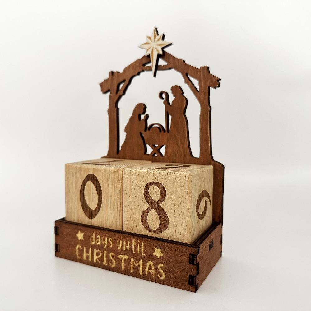 Деревянный Рождественский Адвент-календарь Блоки для отсчета дней до Рождества Зимние праздничные украшения для дома, стола, офиса