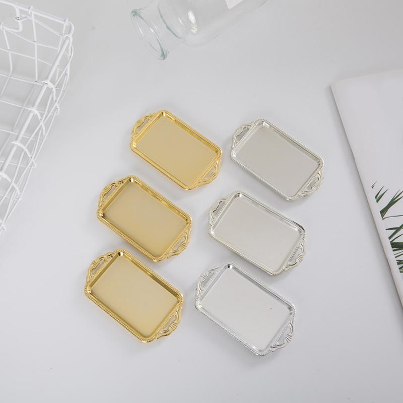 3 шт. Пластиковая тарелка, серебряная гальваническая тарелка, фруктовая тарелка, маленький поднос, золотой поднос для ювелирных изделий, праздничный димсам, 3 стиля