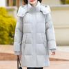 Женские пуховики больших размеров средней длины, зимние винтажные парки с капюшоном, элегантные, толстые и теплые, на пуху белой утки, верхняя одежда для женщин