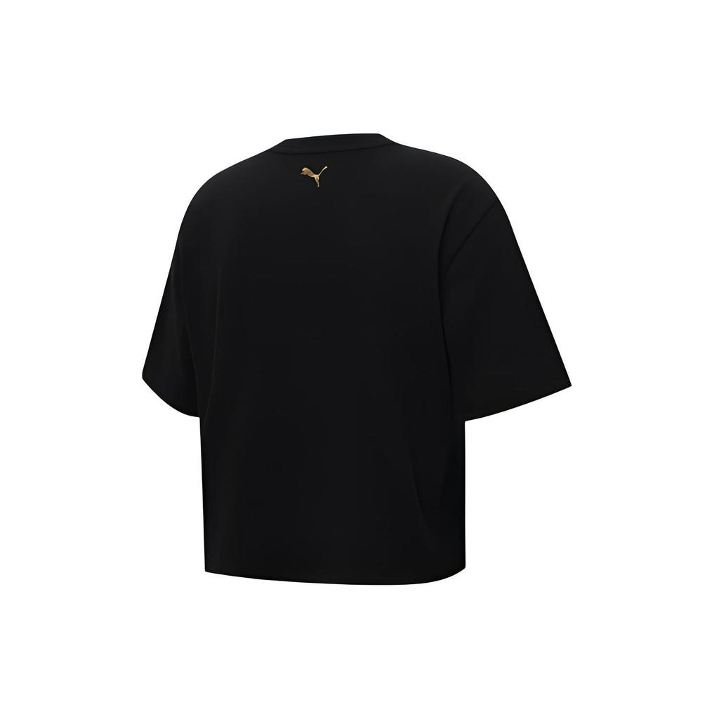 Puma Футболка с коротким рукавом и круглым вырезом с принтом логотипа и буквами, женская, черная 587588-01