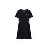 Solid Color Logo Elegant Sports Casual Breathable Knitted A-Line Short Sleeve Dress Women Dresses Legendary-Blue F11W237308FNV