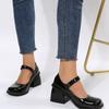 Сандалии Mary Janes Vintage Black, женские, с пряжкой, нескользящие, повседневные, средние каблуки, офисные, женские, элегантные, корейские, летние