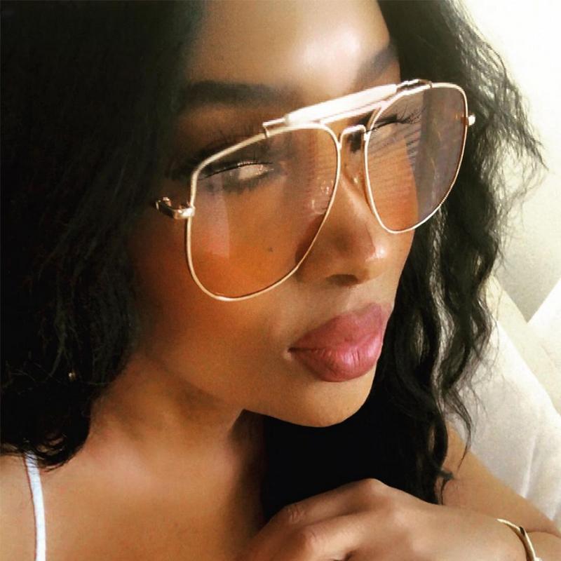 Большие металлические солнцезащитные очки в стиле ретро, женские персиково-красные солнцезащитные очки-пилоты, трендовые дизайнерские очки UV400, новинка 2023 года