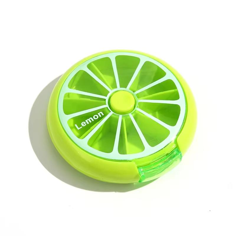 Seven Grid Round Medicine Box One Week Medicine Box Portable Rotating Packaging Fruit Medicine Box Portable Mini Box for Carryin