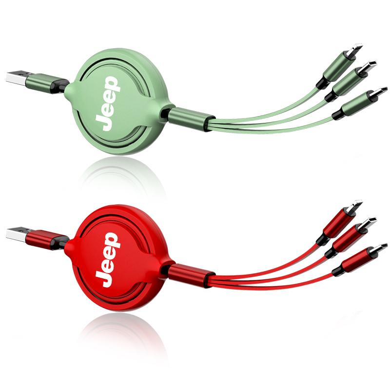 1Pcs Car Mounted Telescopic Three In One Mobile Phone Charger For Jeep Grand Cherokee WJ WK WK2 Wrangler TJ JK 2 4 Puertas