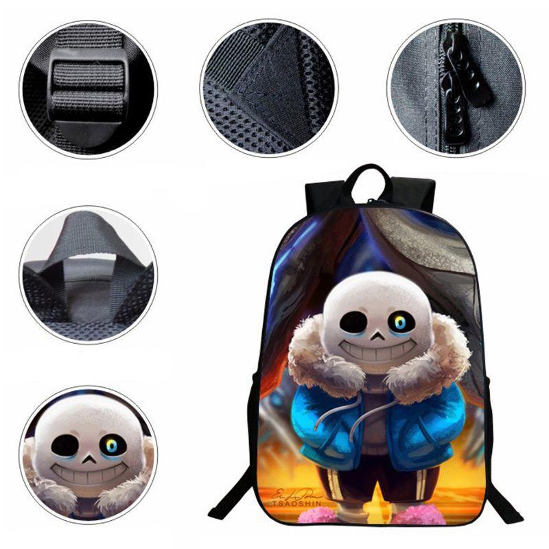 Детский рюкзак Undertale Sans 16 дюймов из прочного полиэстера с регулируемыми мягкими плечевыми ремнями