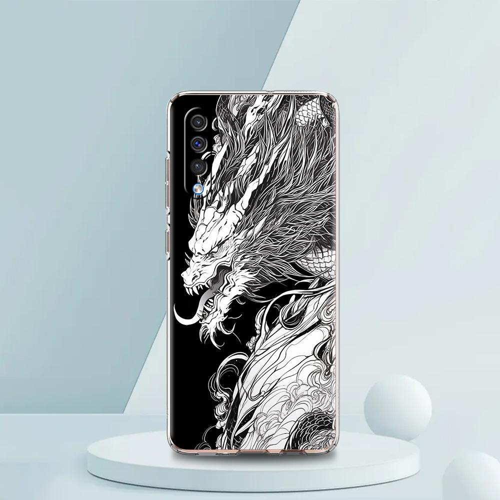 Прозрачный чехол для телефона с китайским драконом для Samsung Galaxy A12 A50 A52 A70 A40 A10 A20 A30 A02 A03S A04 Защитная оболочка Силиконовый Чехол Capas