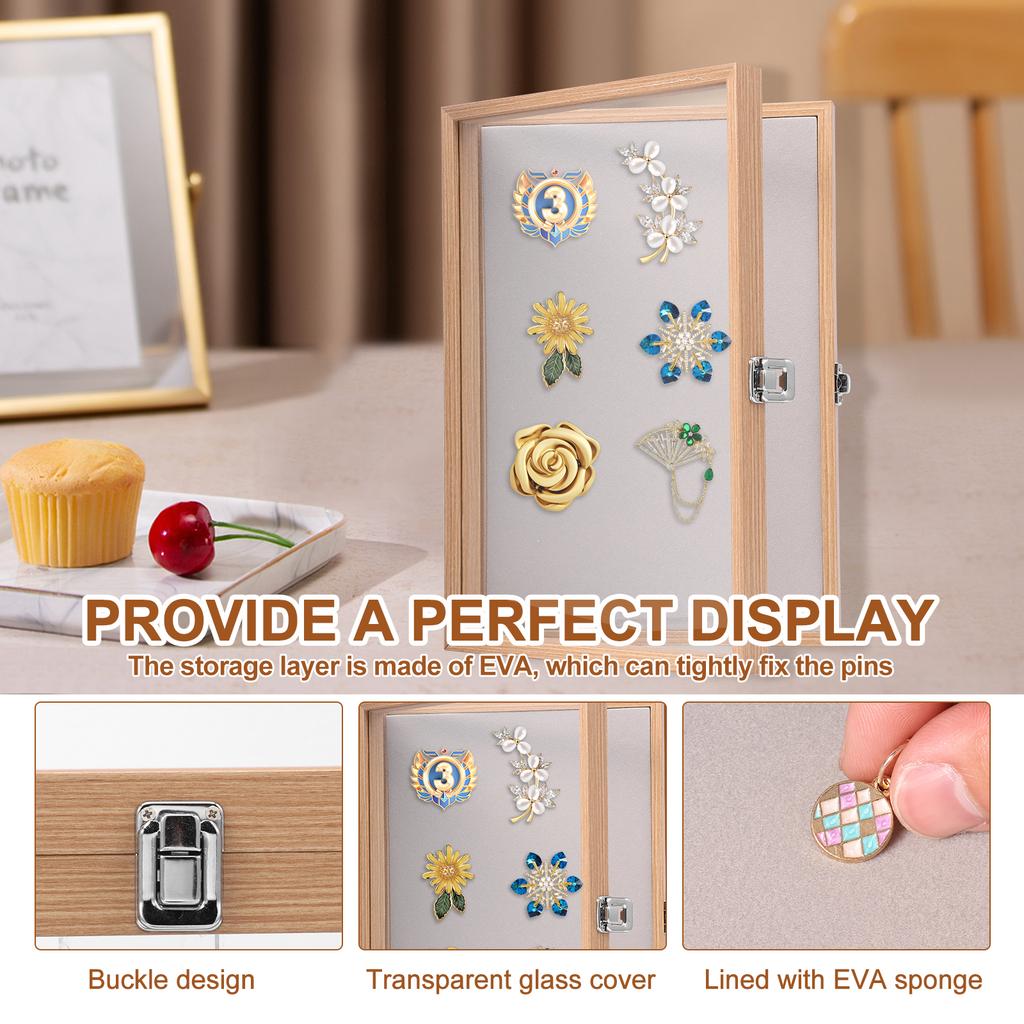 Витрина для значков Пылезащитная коробка для хранения значков Витрина для эмалевых значков с прозрачной крышкой Для демонстрации коллекции медалей и ювелирных изделий Рамка для демонстрации