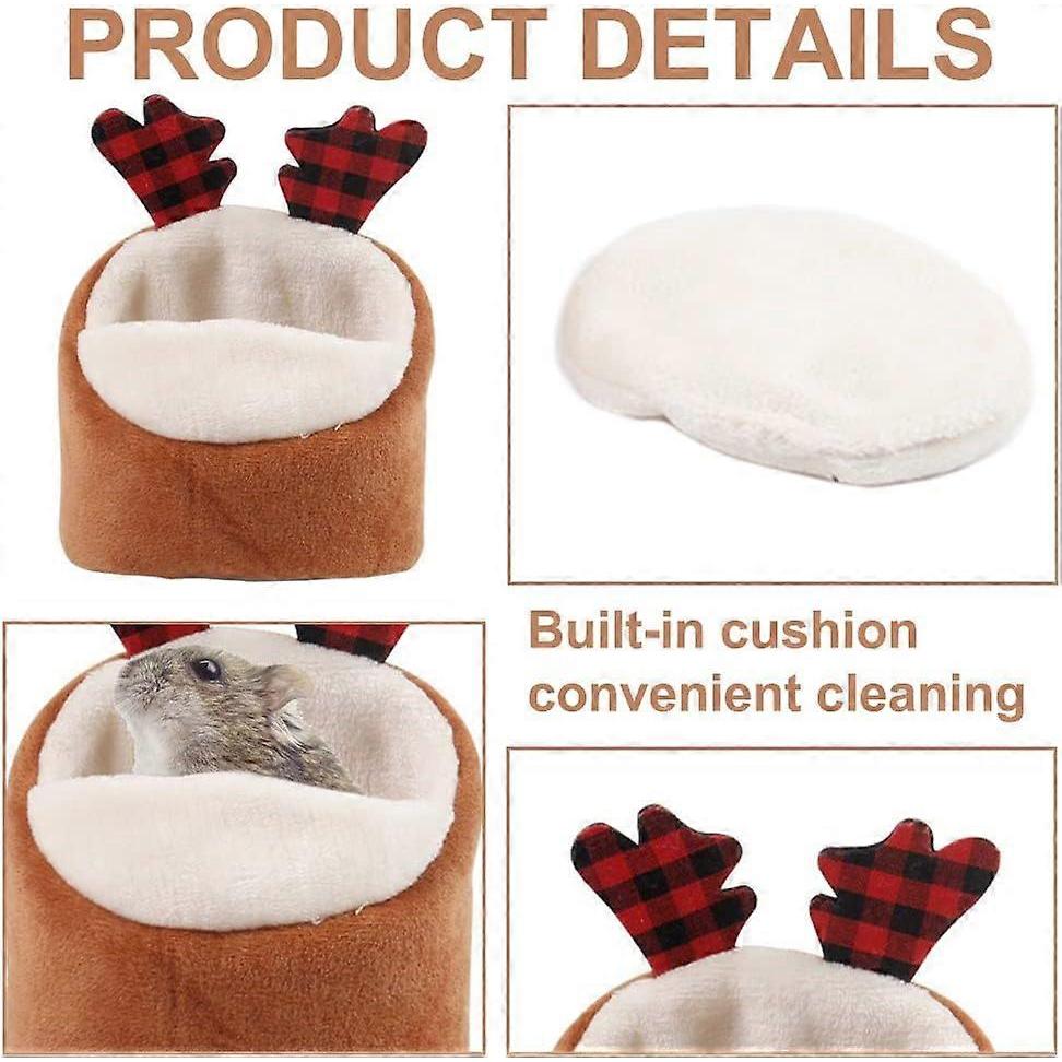 Guinea Pig Bed,Warm Hamster Bed Cozy Pet House with Soft Removable Cushion Hideout Cage Winter Nest Accessories for Small Animals Rabbit Ferret Hedgeh