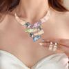 Exaggerated Women's Necklace Earring Set Collarbone Chain Multi Color Jewelry Set  Daily Wear