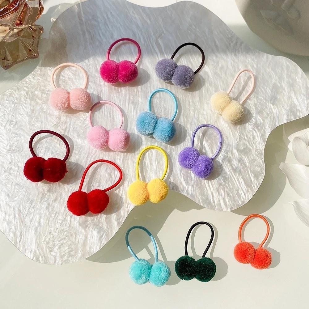 Double Fur Ball Hair Rope Set High Elasticity Hair Bands New Hair Scrunchies For Kids Girls