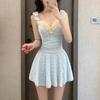 Pure desire wind swimsuit one-piece skirt type sexy pure desire wind bath hot spring vacation small breasts gather fairy summer