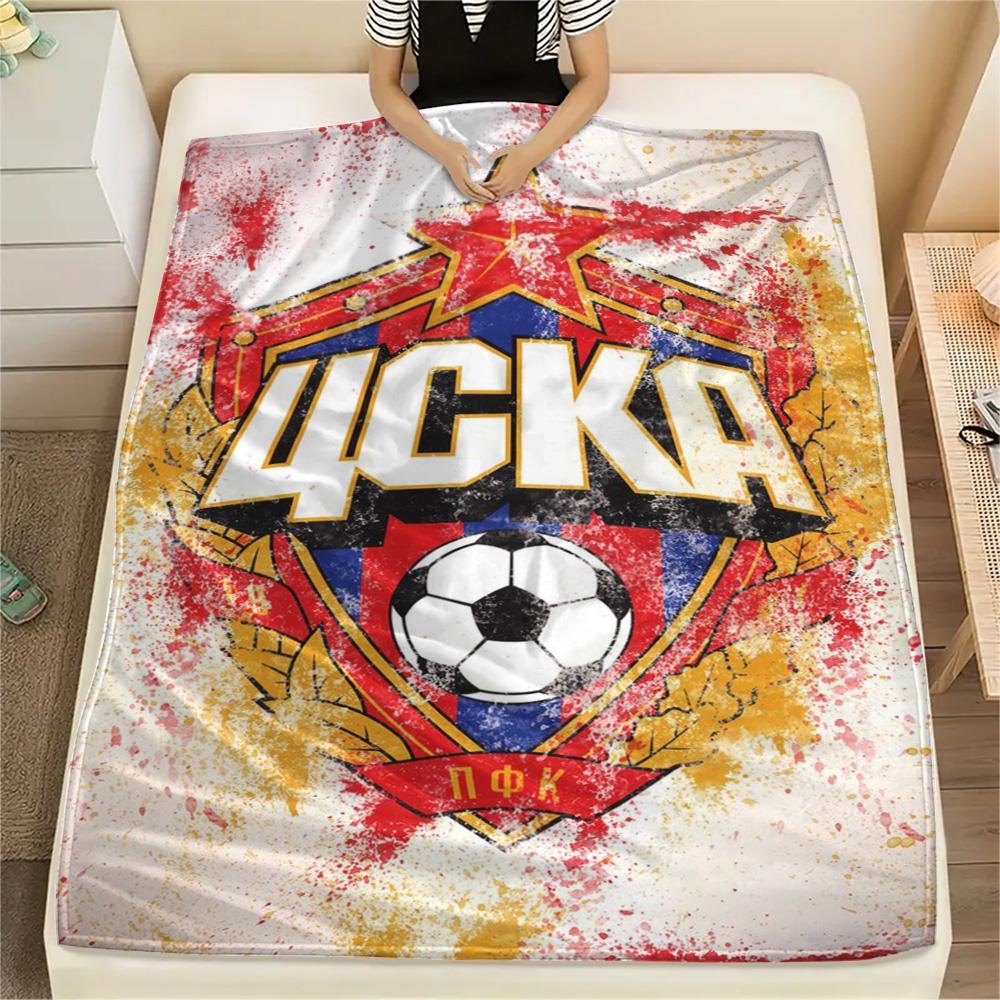 1Pc CSKA Moscow Logo Print Flannel Blanket High Quality Warm Comfortable Cover for All Seasons Perfect for Gifts Home Decor