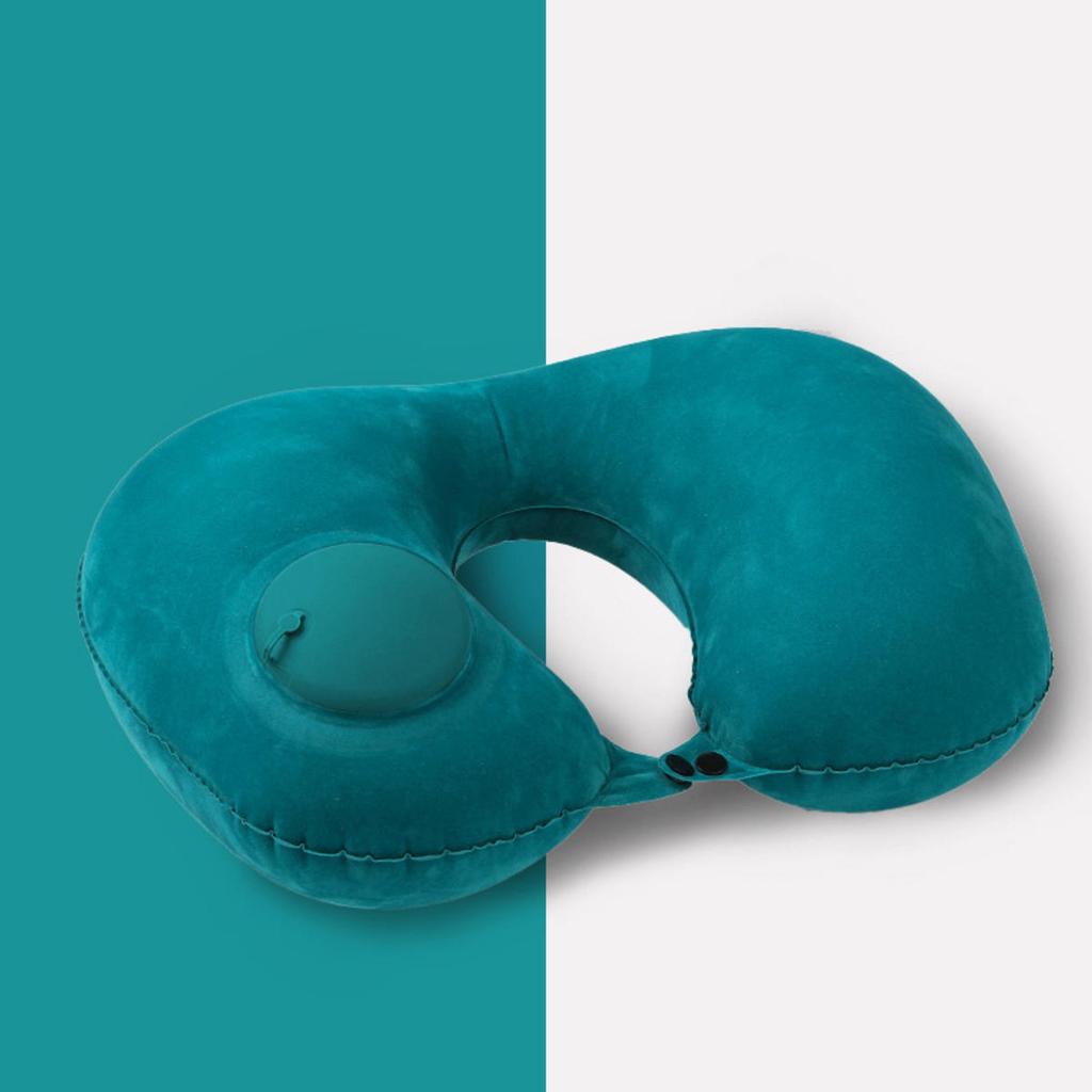 Flocking Inflatable Neck Pillow Portable Pillow Can Be Stored Self Filled Suitable For Outdoor Travel Camping Hiking