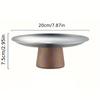 WIKHOSTAR Rust-proof Steel Cake Tray Wooden Base Fruit Display Plate Dessert Plate Dining Table Home Decoration Ornaments