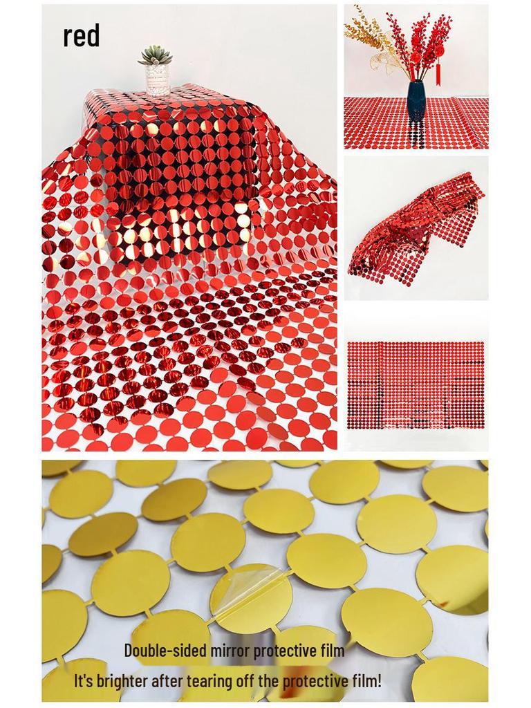 Сияющая Сверкающая Круглая Зеркальная Стена из Пайеток для Свадебного и Вечериночного Декора