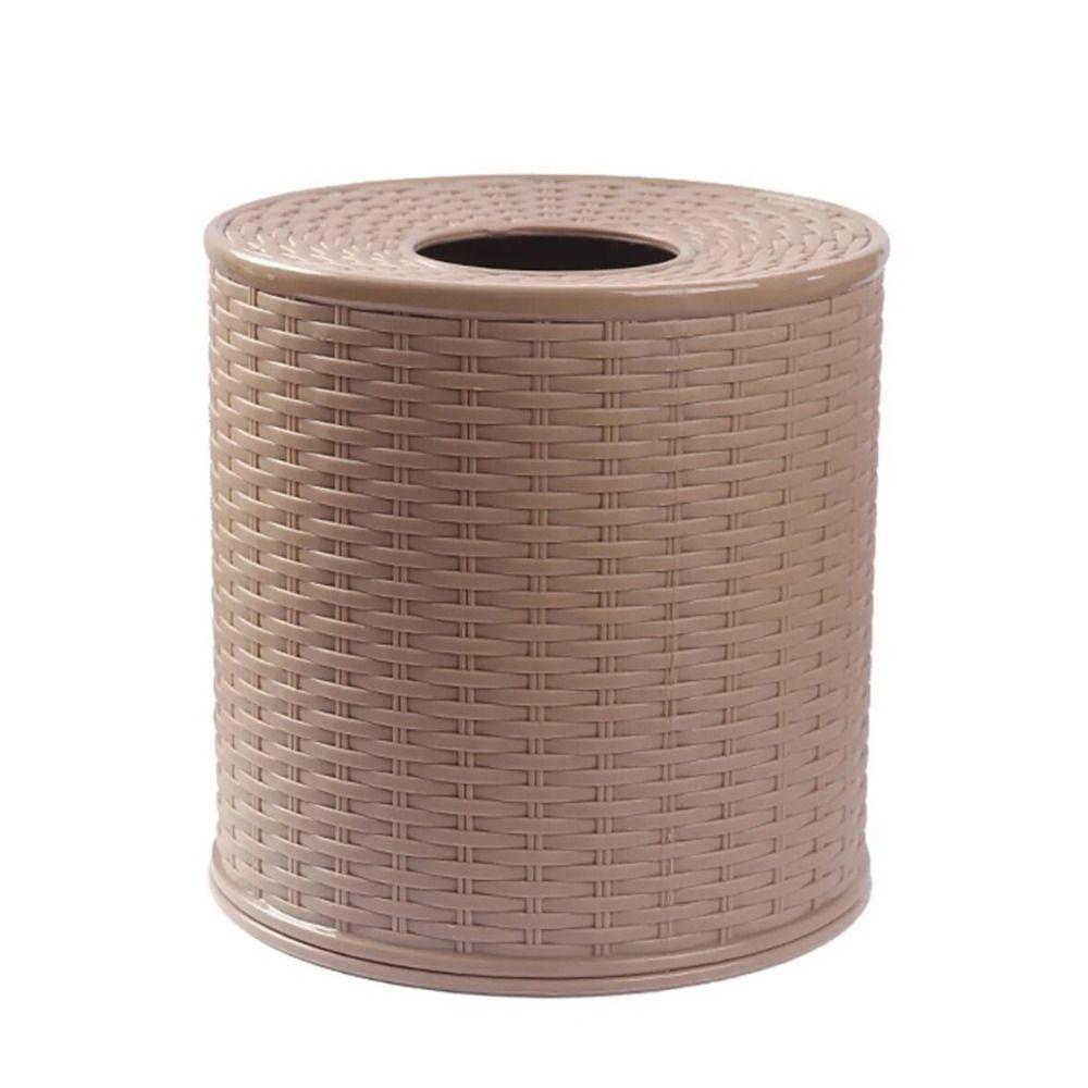 Beige/Dark Brown Simulation Rattan Tissue Storage Box Decorative Roll Paper Rack Container Kitchen