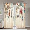 2 шт. штор с принтом богемных перьев, подходят для украшения спальни, гостиной, кухни, домашнего декора, украшения окон
