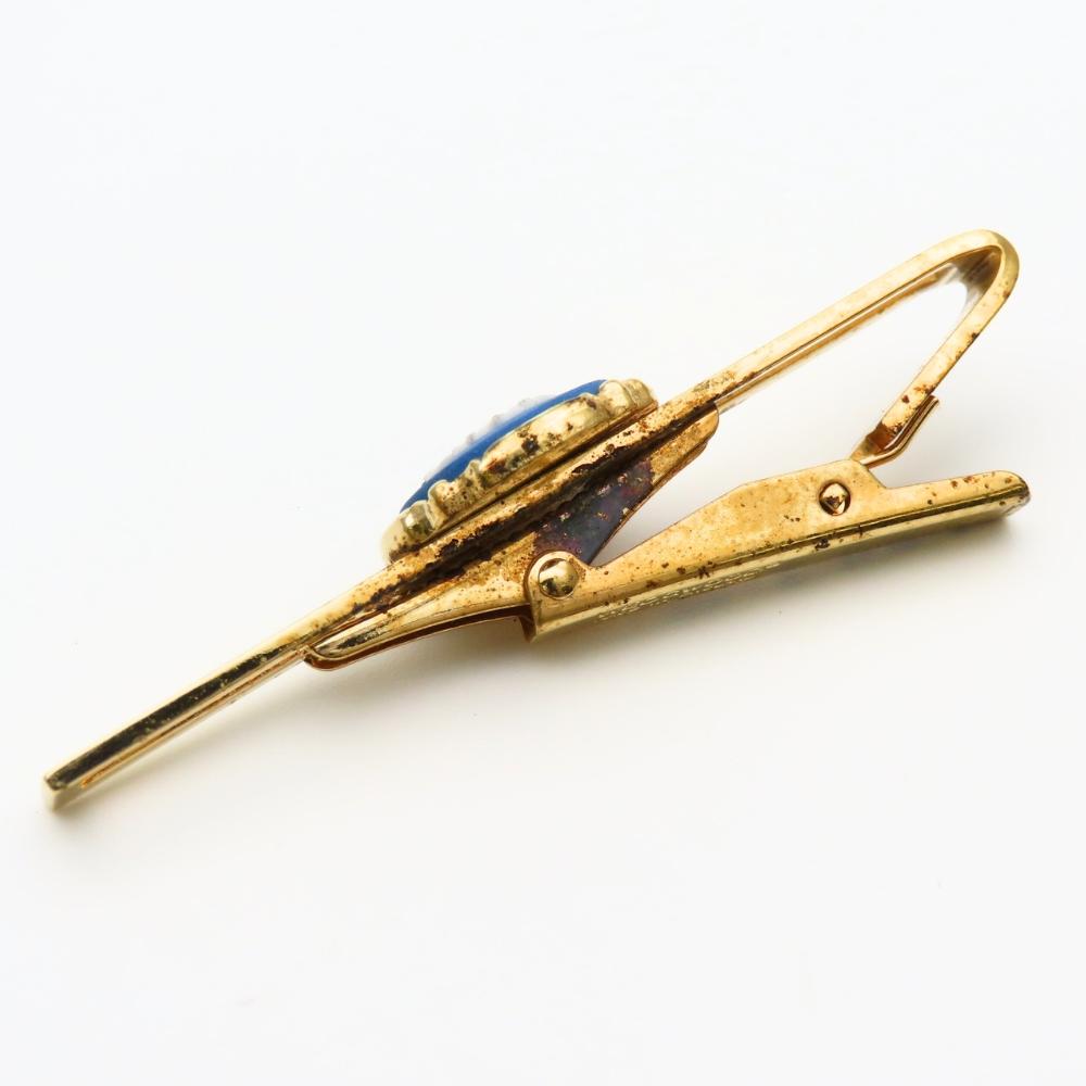 Used Wedgwood cuffs Tie pin set metal gold blue plating