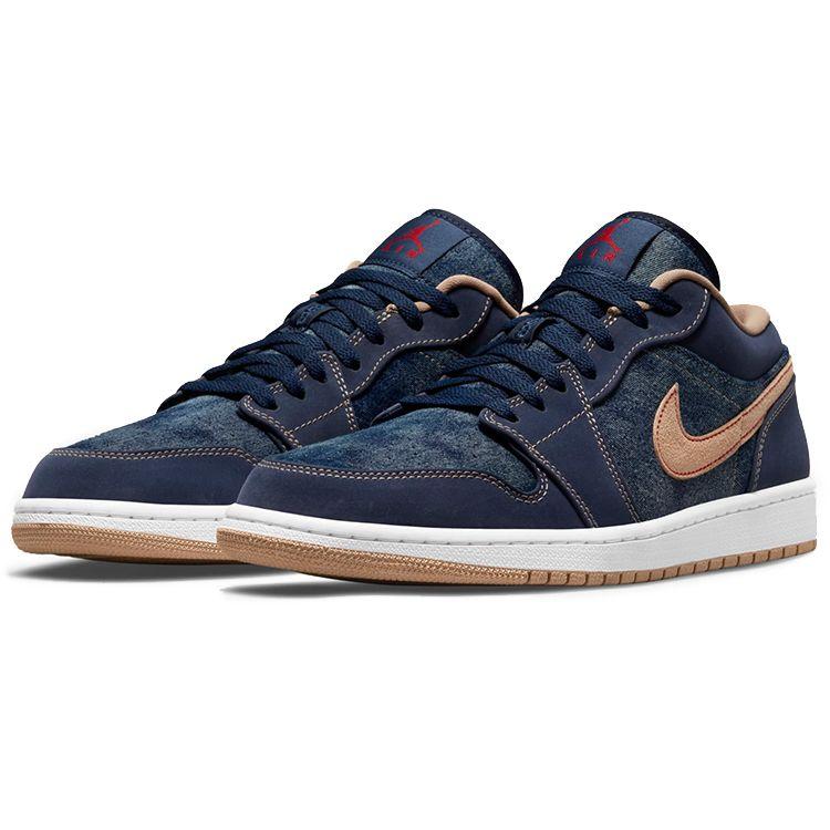 Кроссовки мужские Air Jordan 1 Low SE Denim Синий Midnight-Navy Muslin DH1259-400
