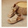 Personalized Soft Leather Fish Mouth Sandals Women's Summer New Retro Style Comfortable Soft Bottom Flat Toe Sandals
