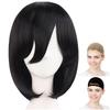 CaseEden Cosplay Wig, Premium, Smooth, Medium/Short, 40cm, Black Hair, 6069