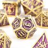 7 Pcs Golden Purple Double Swords Metal Dice Solid Polyhedral Dice Set Suitable for Role-Playing RPG  DND Pathfinder Board Game