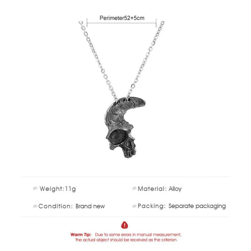 Ожерелье с черепом на половину лица, мужское ретро-подвеска с черепом из сплава, готическое ожерелье, ювелирные изделия