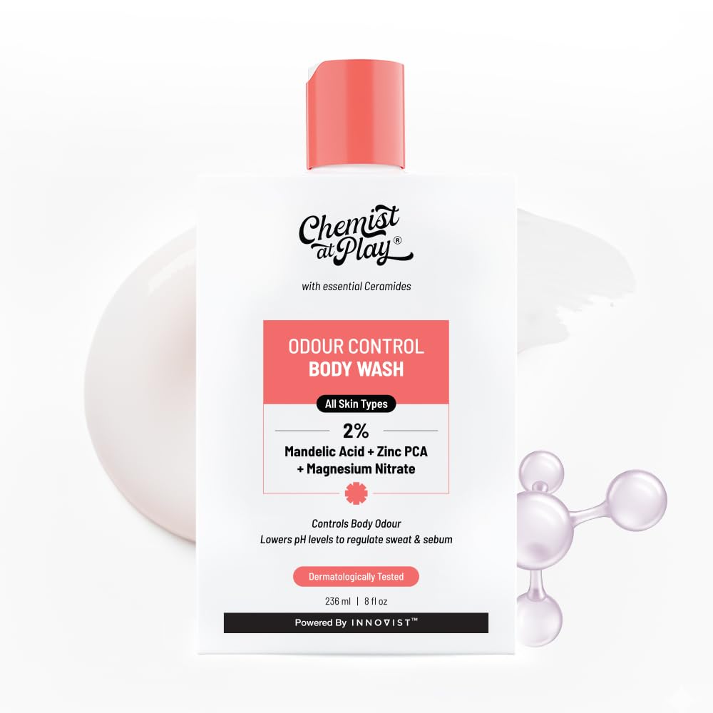 Chemist At Play Odour Control Bodywash | India’s 1st | With 2% Magnesium Nitrate, Mandelic Acid & Zinc PCA | Long Lasting Freshness | Lowers PH Level