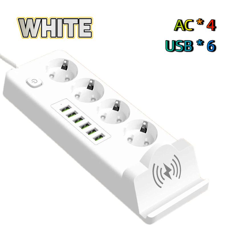 EU To EU Power Station – Multi-Outlet USB PD Strip with Built-in Charging Pad