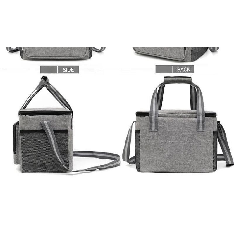 Gray 15L Portable Large Insulated Lunch Bag Shoulder Carry Outdoor Picnic Lunch Bag Waterproof Leak-proof Thickened Handheld