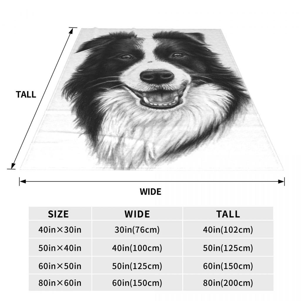Border Collie Smile Blanket Soft Warm Flannel Throw Blanket Bedspread for Bed Living room Picnic Travel Home Couch